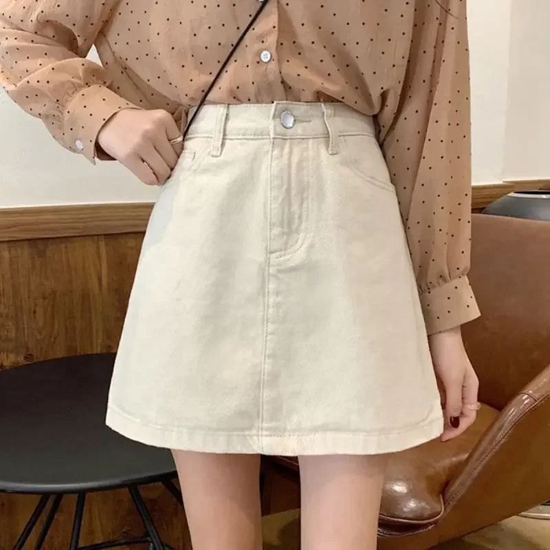 Women's High Waist Denim Mini Skirt – Slim Fit Y2K Jean Skirt with Pockets
