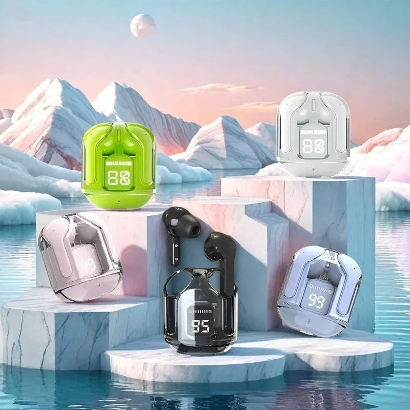 Crystal Sound TWS Transparent Wireless Earbuds with LED Power Display