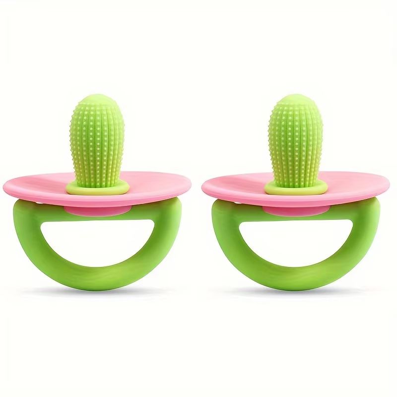 Soft Silicone Pacifier-Style Baby Teether Ring with Massage Dot