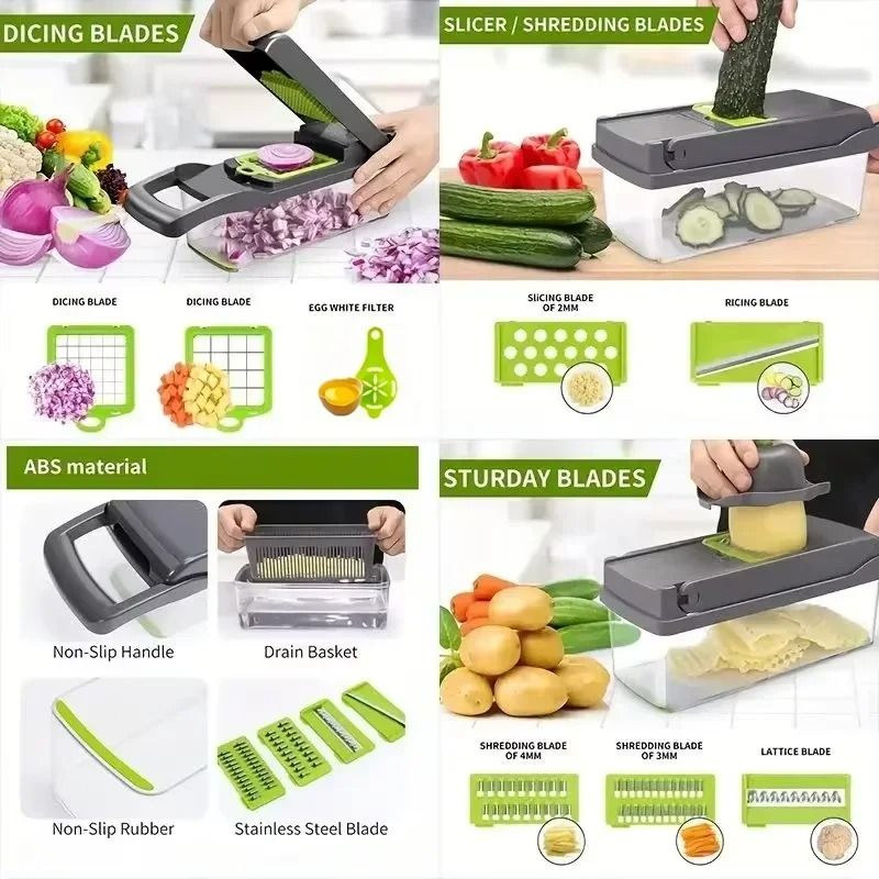 5 in 1 Vegetable Cutter Handheld Food Chopper Slicer and Grater