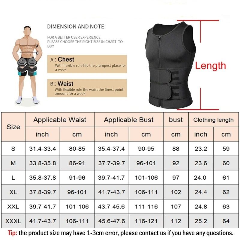 Men Body Shaper Compression Vest Sauna Sweat Slimming Workout Top