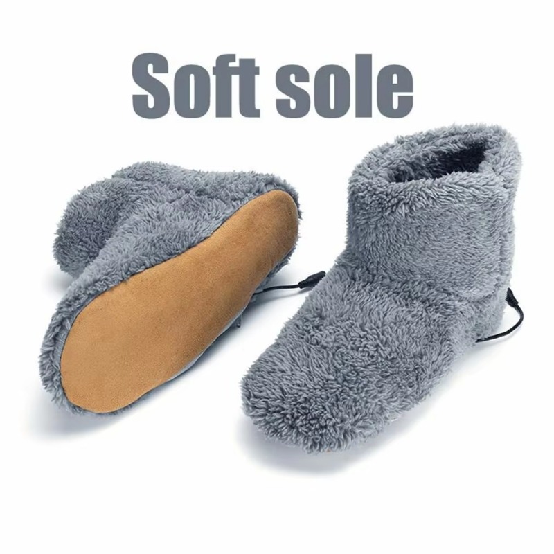 USB Heater Shoes, Winter Warm Plush Heating Rechargeable Slippers, Electric Snow Boots Foot Warmer