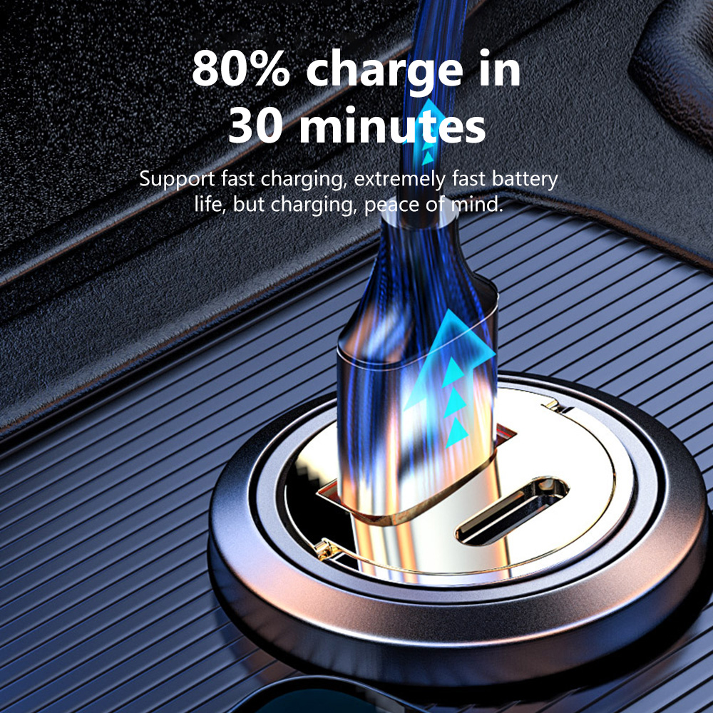 Transparent Car Phone Charger Adapter for iPhone, Xiaomi Charger Rapid, Car Charger QC3.0 USB Type C Quick Charge