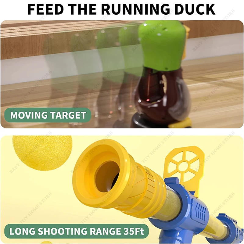 Hungry Duck Foam Balls Electronic Target Practice Toys Air-powered Shooting Duck Battle Game with Light Sound