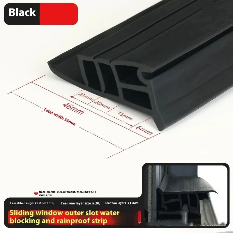 50cm Window Water Blocking Bar Weatherstrip Rain and Windproof Seal