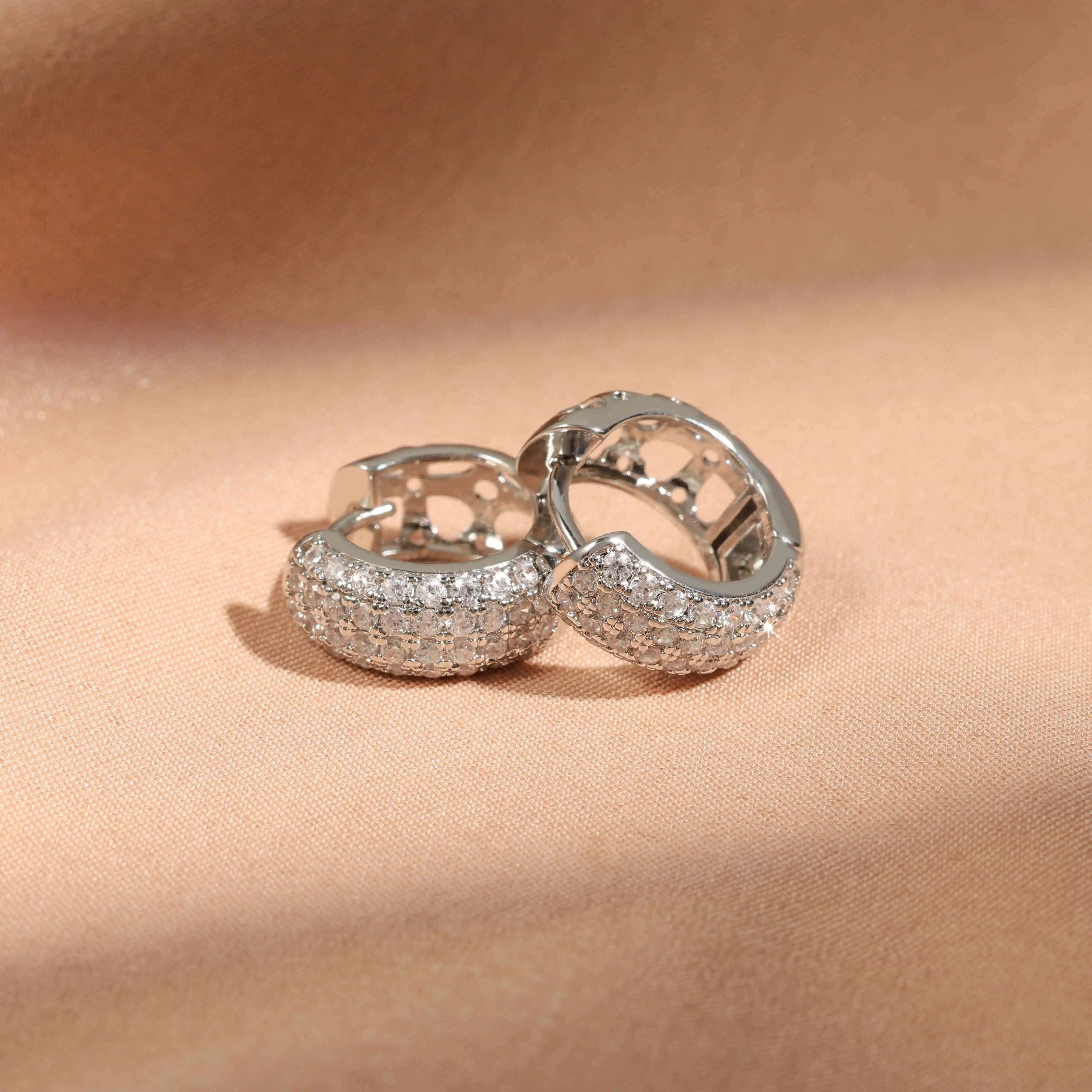 Triple Heart Cubic Zirconia Hoop Earrings