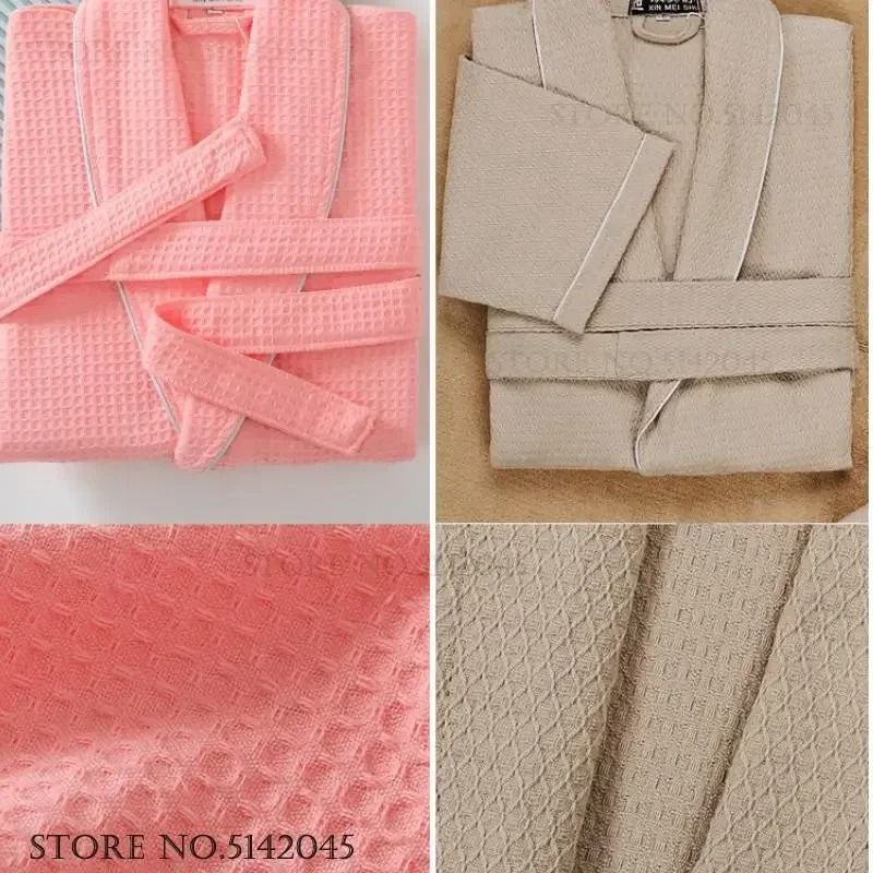 100% Cotton Couple Waffle Robe – Professional Kimono Bathrobe & Casual Summer Loungewear