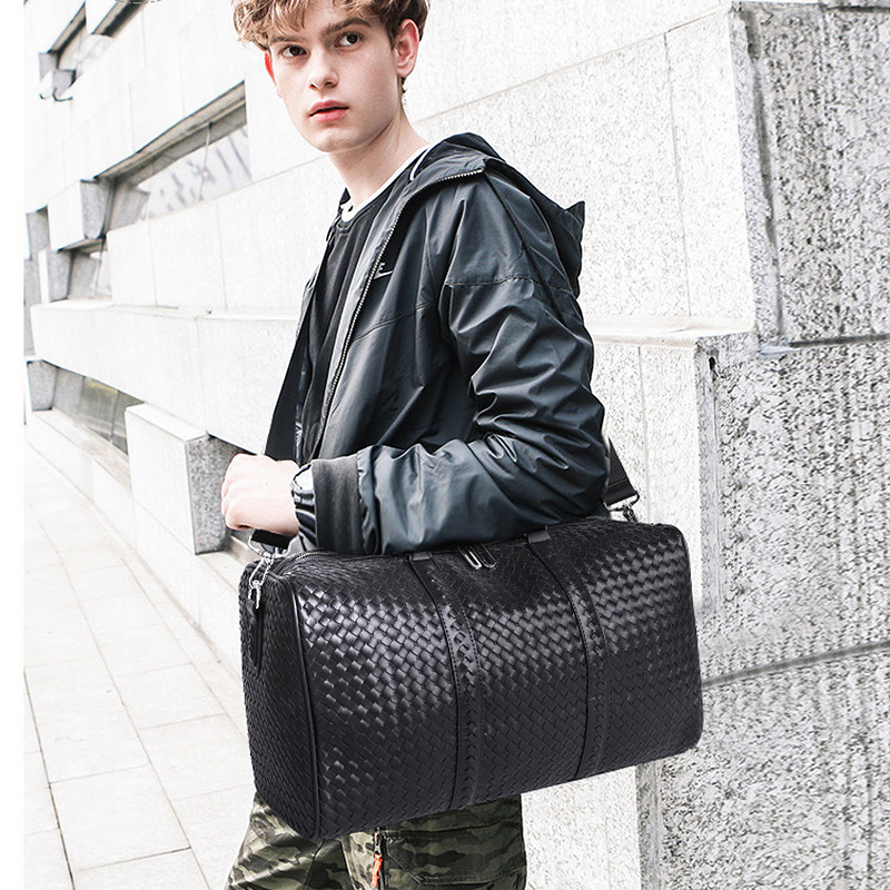 Large Capacity PU Leather Travel Bag Convertible Shoulder Duffel