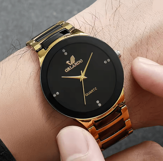 Couple Stainless Steel Quartz Watch Set Classic Analog Style