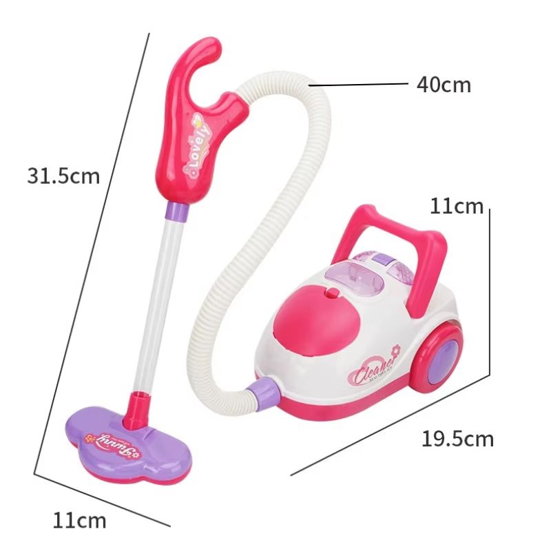 Kids' Electric Pretend Vacuum Cleaner Toy With Lights And Broom Set