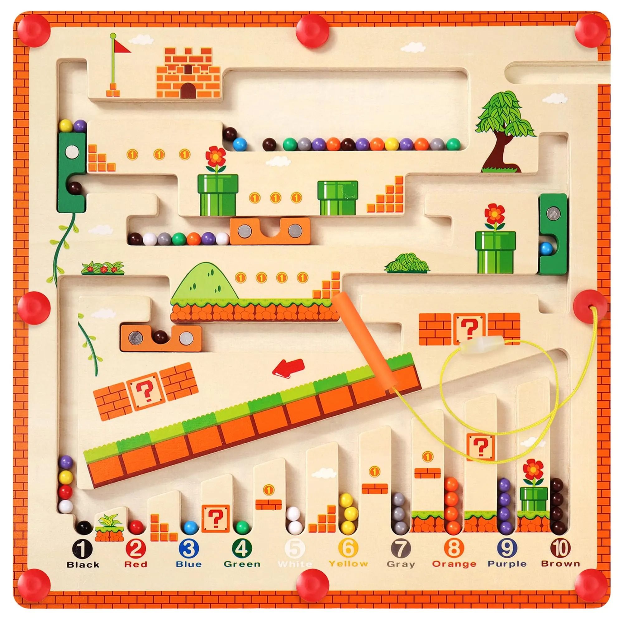 Magnetic Color and Number Maze Montessori Wooden Toy Learning Educational Board for Toddlers