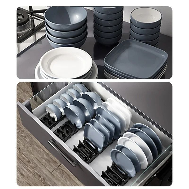 Adjustable Under Cabinet Bowl & Dish Rack – Versatile Kitchen Storage & Drawer Partition