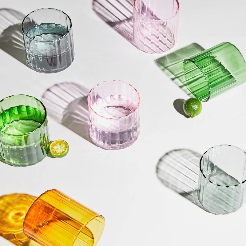 Heat Resistant Striped Glass Cup Clear Tea and Coffee Mug