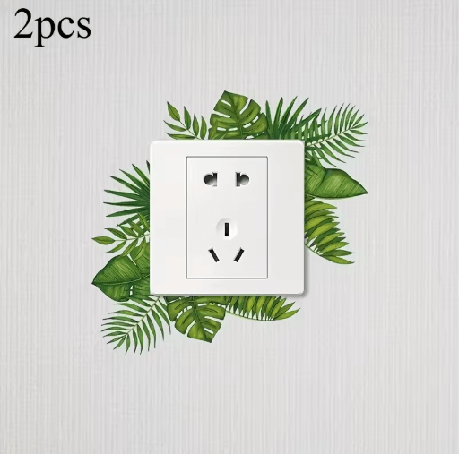 tropical Leaf Switch Stickers Removable Waterproof PVC Wall Decor Decals for Home