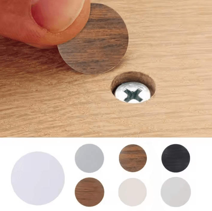 54PCS Self-Adhesive Screw Hole Cover Stickers – 21mm Furniture Repair & Decorative Caps