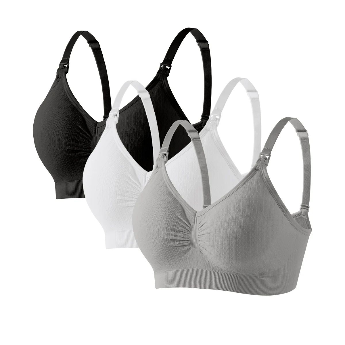 Breathable Front Open Nursing Bra, Full Cup Wireless Maternity Breastfeeding Bra