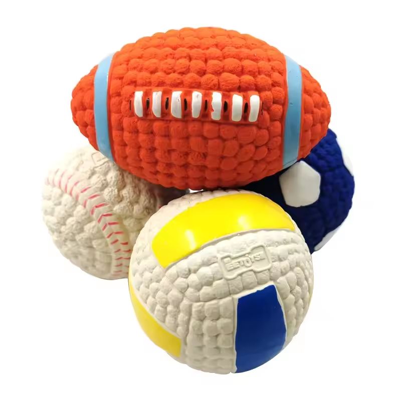 Natural Latex Squeaky Dog Ball Sports Toy for Fetch, Training, and Dental Chewing