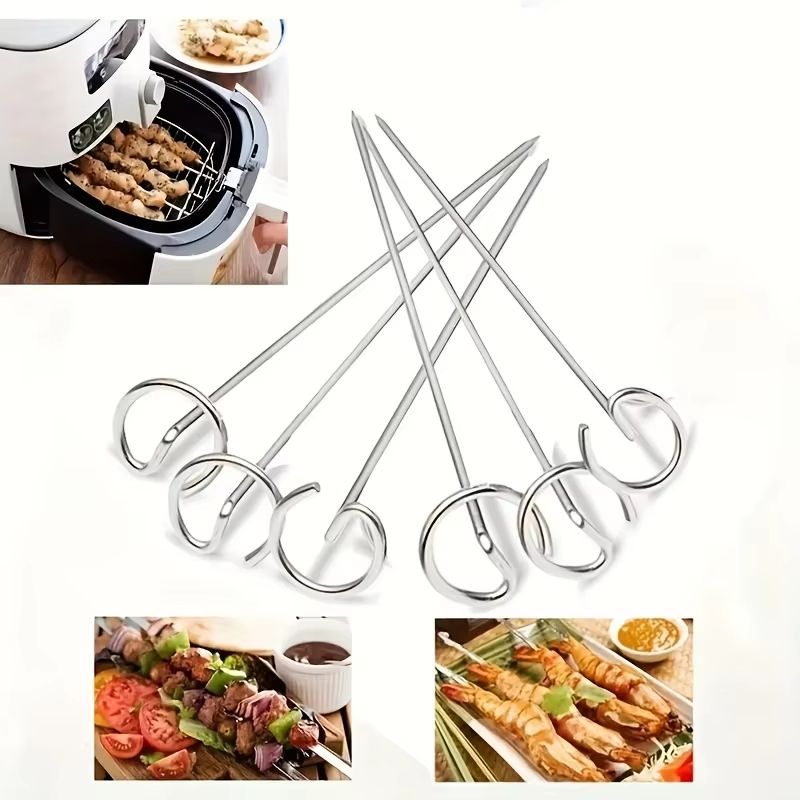 10PCS Stainless Steel Air Fryer Skewer Set Vertical Grill Rack BBQ Baking Needles