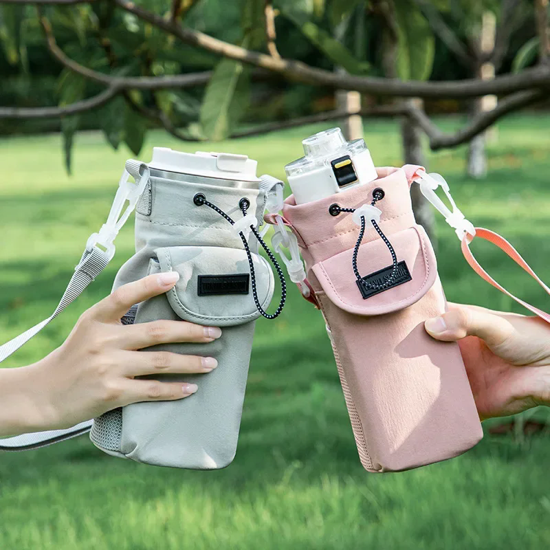 Insulated Water Bottle Carrier Bag with Phone Pocket and Adjustable Strap