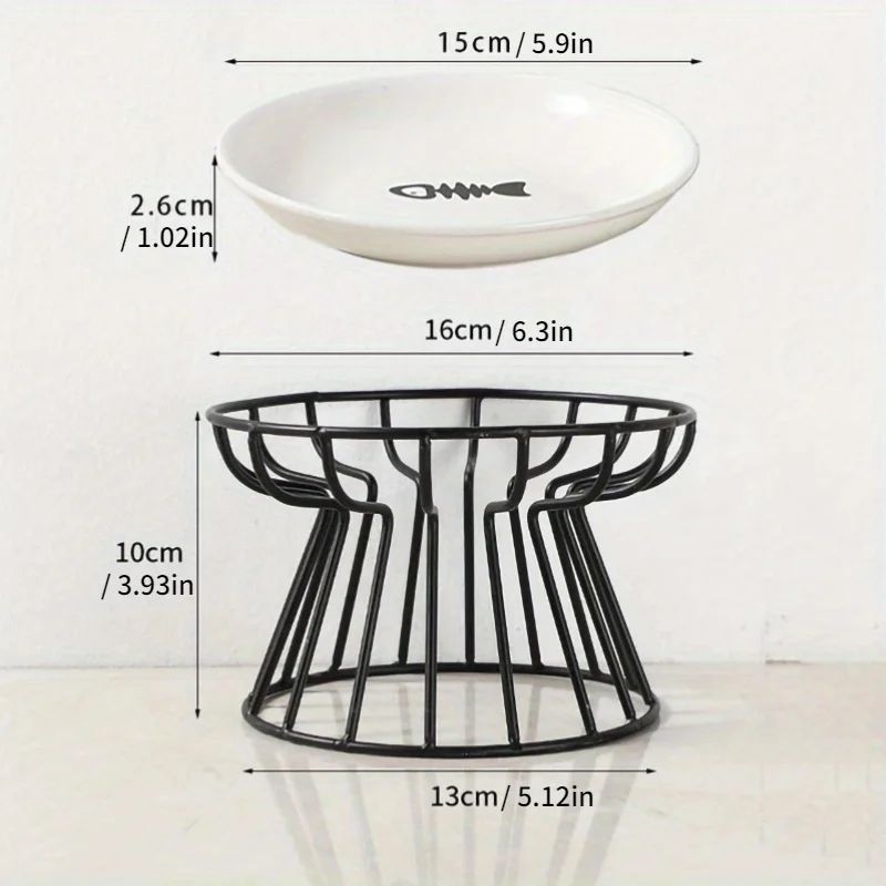Elevated Ceramic Pet Food Bowl with Stand