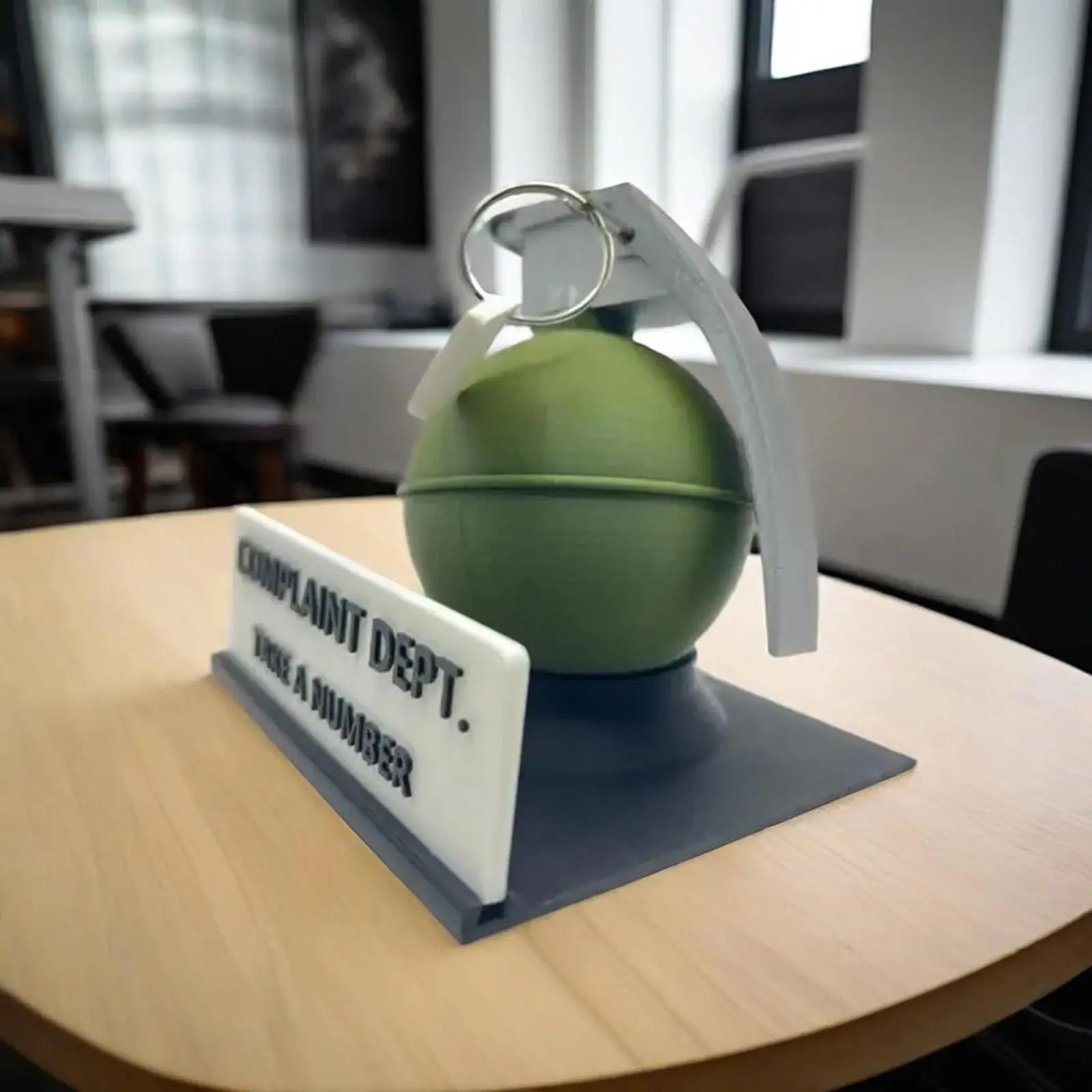Funny Complaint Department Desk Grenade Sign