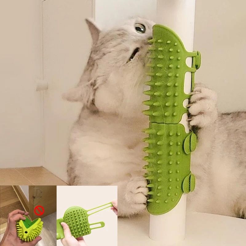 Pet Cat Hair Removal Massage Comb – Silicone Self-Grooming Wall Brush