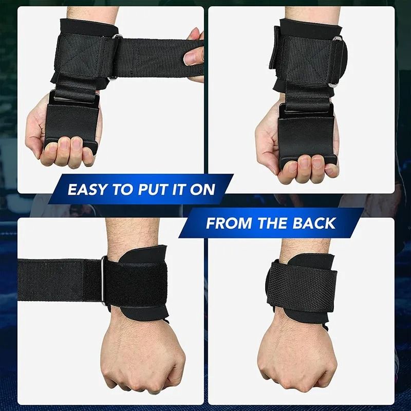Heavy-Duty Weight Lifting Hook Grips with Integrated Wrist Wraps