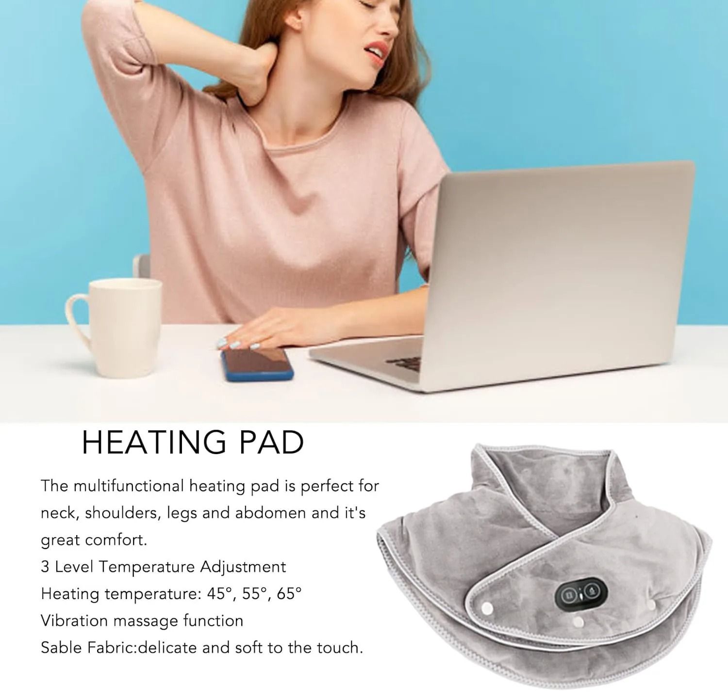 Electric Heating Neck Shoulder Vibration Massager Cervical Vertebra Infrared Therapy Heated Pad
