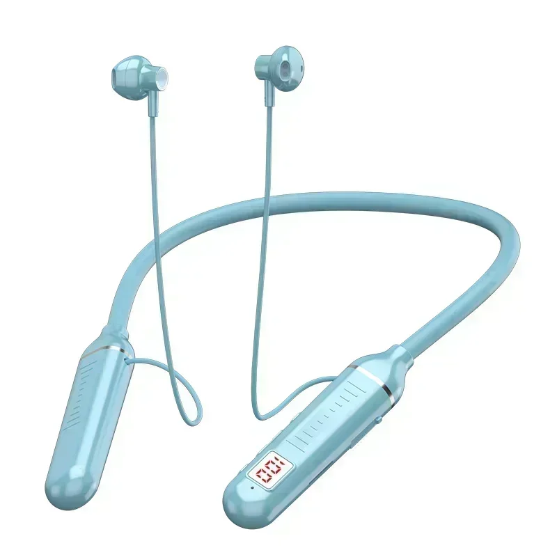 HiFi Bluetooth Neckband Headphones with LED Display and Mic