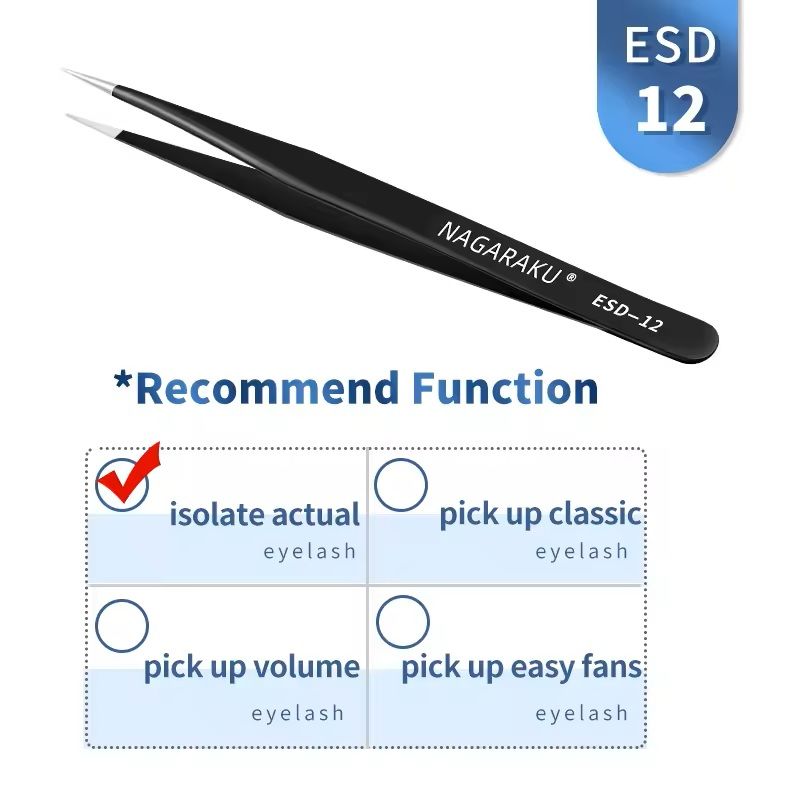 Womens Stainless Steel Eyelash Extension Tweezers