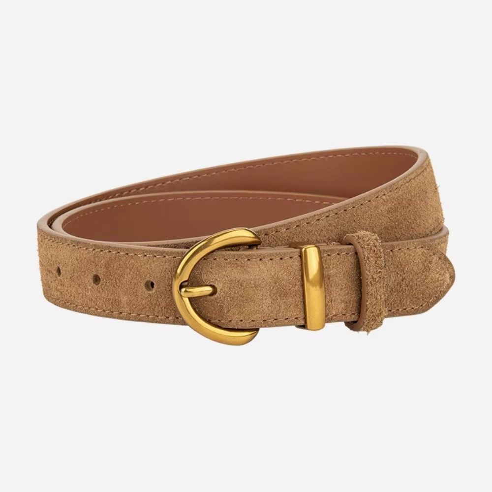 Genuine Leather Suede Women's Belt with Alloy Pin Buckle Retro Luxury Design
