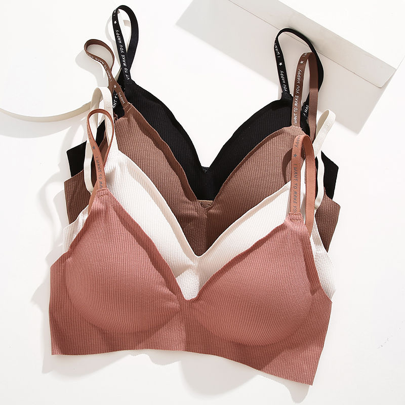 Women Sexy Seamless Bras Deep V Neck Bralette Sexy Lingerie Letter Strap Tops Push Up Underwear Wireless Brassiere