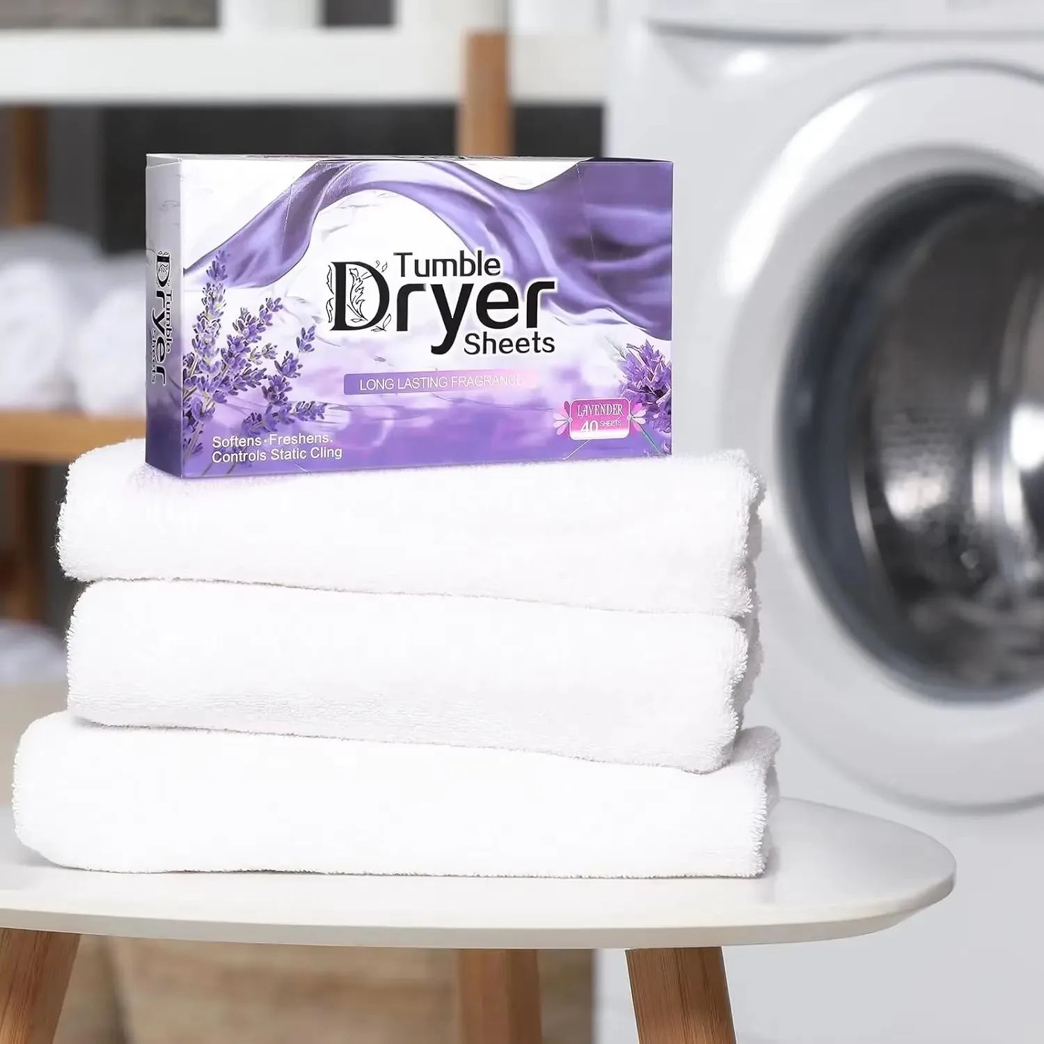 Natural Lavender Dryer Sheets Bulk – Plant-Based Fabric Softener + Fresh Scent Laundry Care