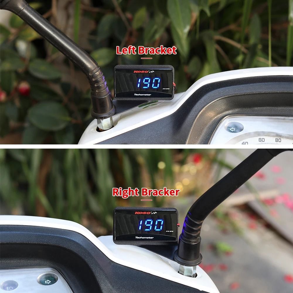 KOSO Mini RPM Meter | Universal Motorcycle LCD Digital Tachometer for Yamaha, Suzuki, Kawasaki & BMW