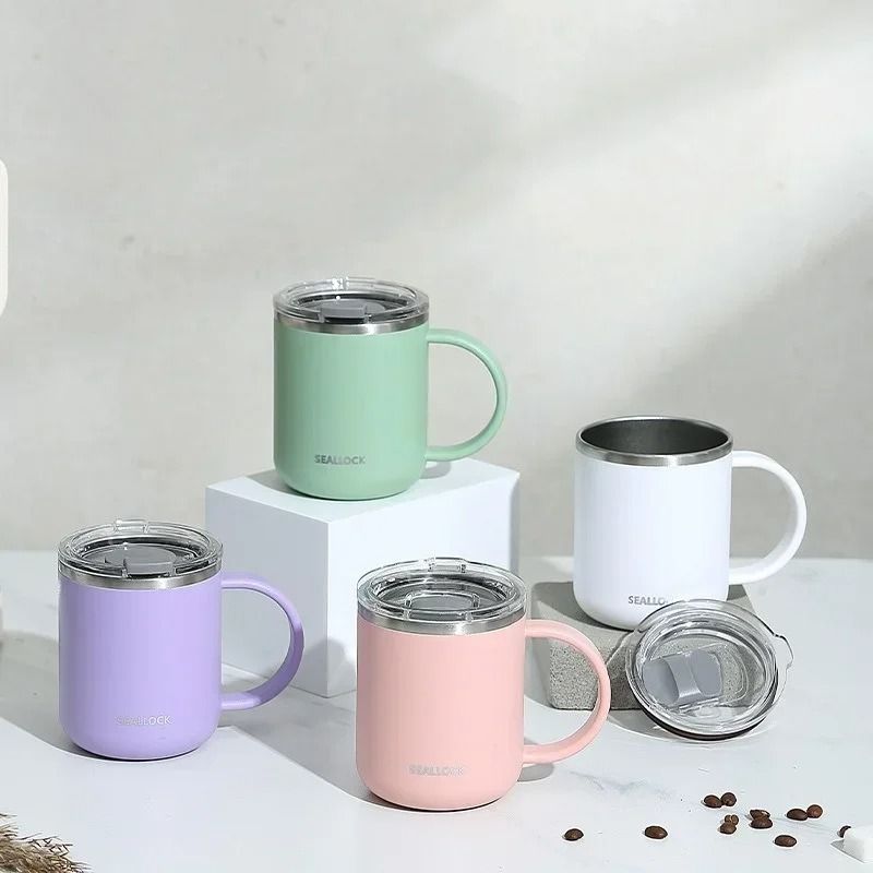 304 Stainless Steel Insulated Water Cup – 450ml Anti-Scalding Milk & Juice Mug with Lid