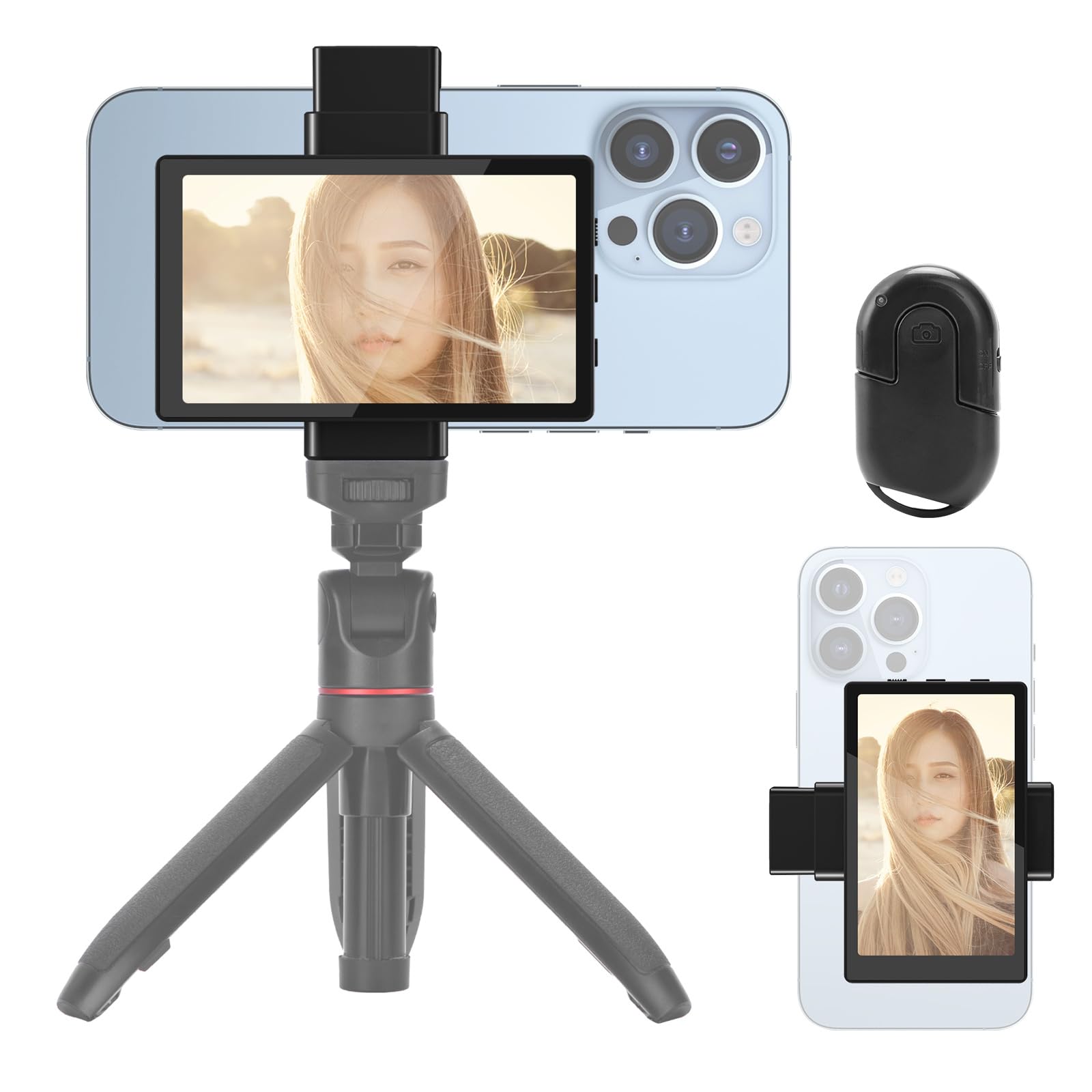 Monitor Screen for Selfie, Vlog, or Live Stream, iPhone Compatible for TikTok