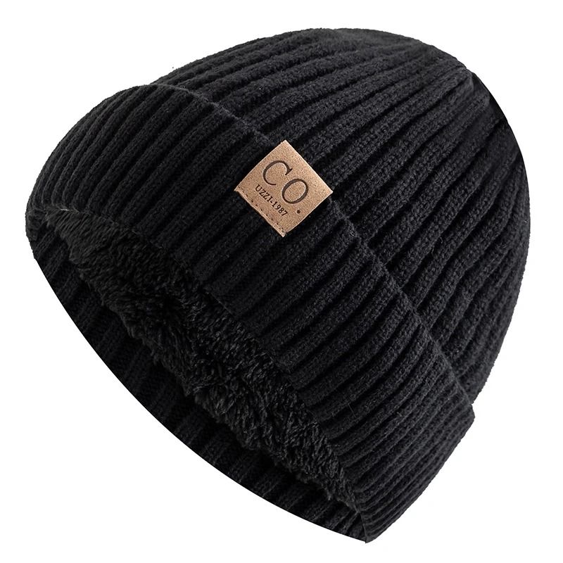 Unisex Two Tone Winter Fur Lined Beanie Hat