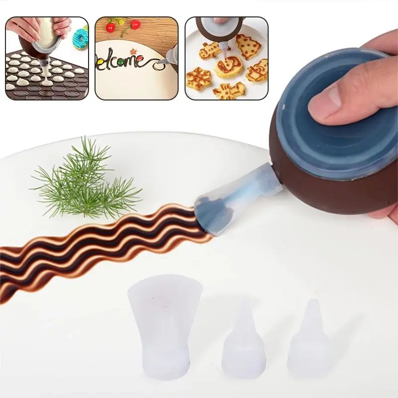 Silicone Frosting Piping Nozzle Set for Cake Decoration & Macarons, Patterned Cream Tips Baking Accessories Kit