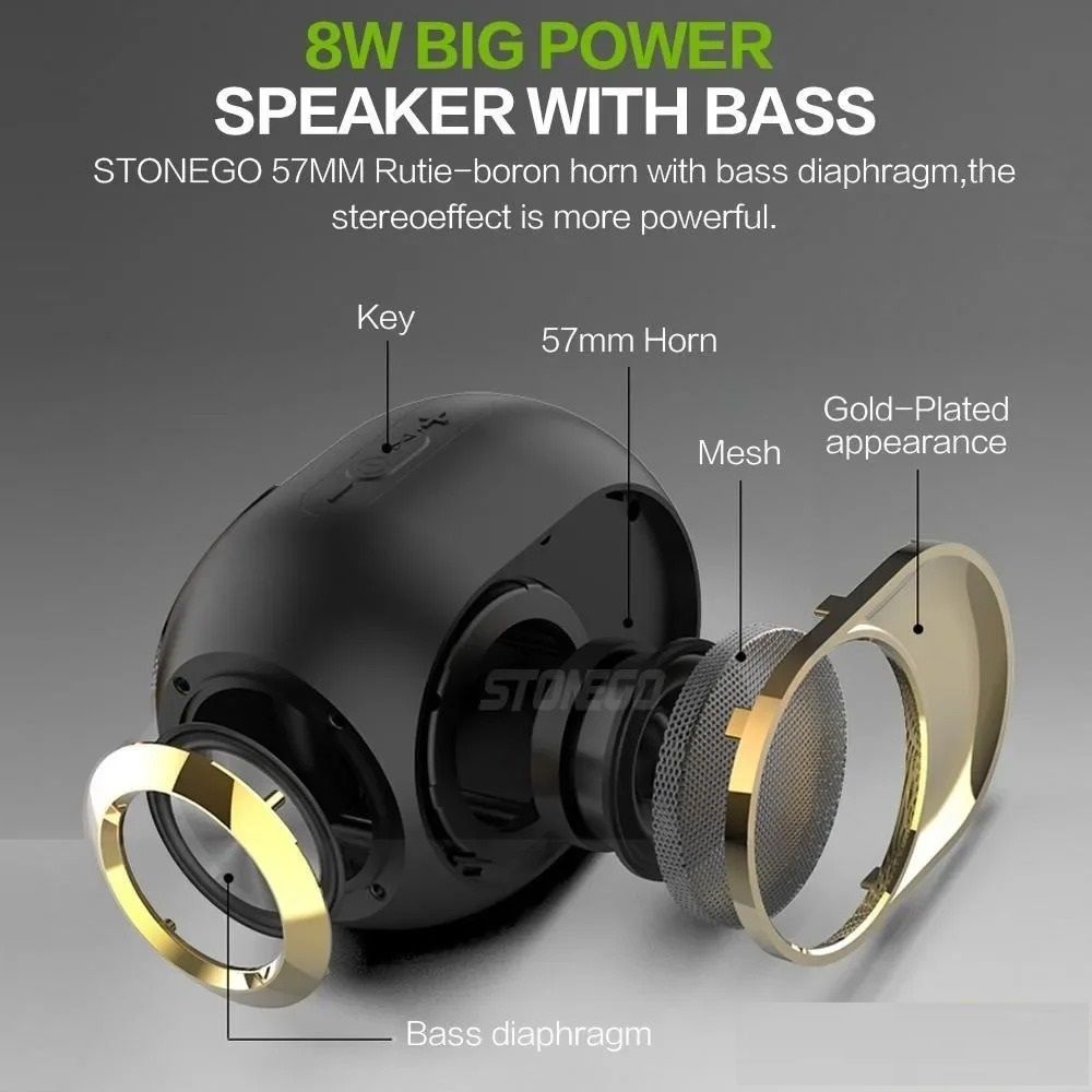 Portable Bluetooth Speaker with Waterproof Design and 3D Bass