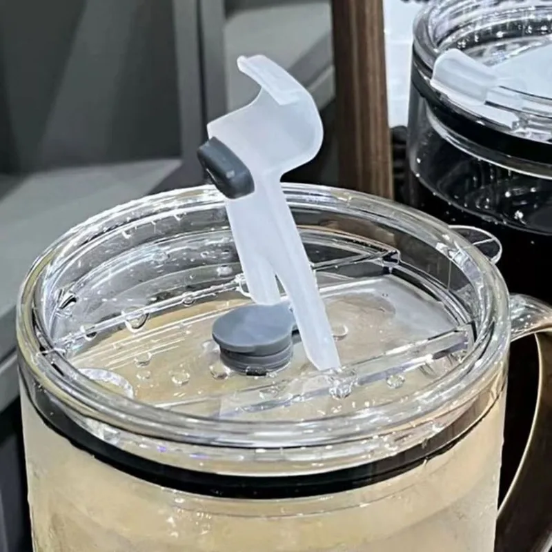 Glass Drinking Tumbler with Lid and Straw, Transparent Coffee Mug, Milk Juice Cup, Mocha Glass Cup, Juice Mug