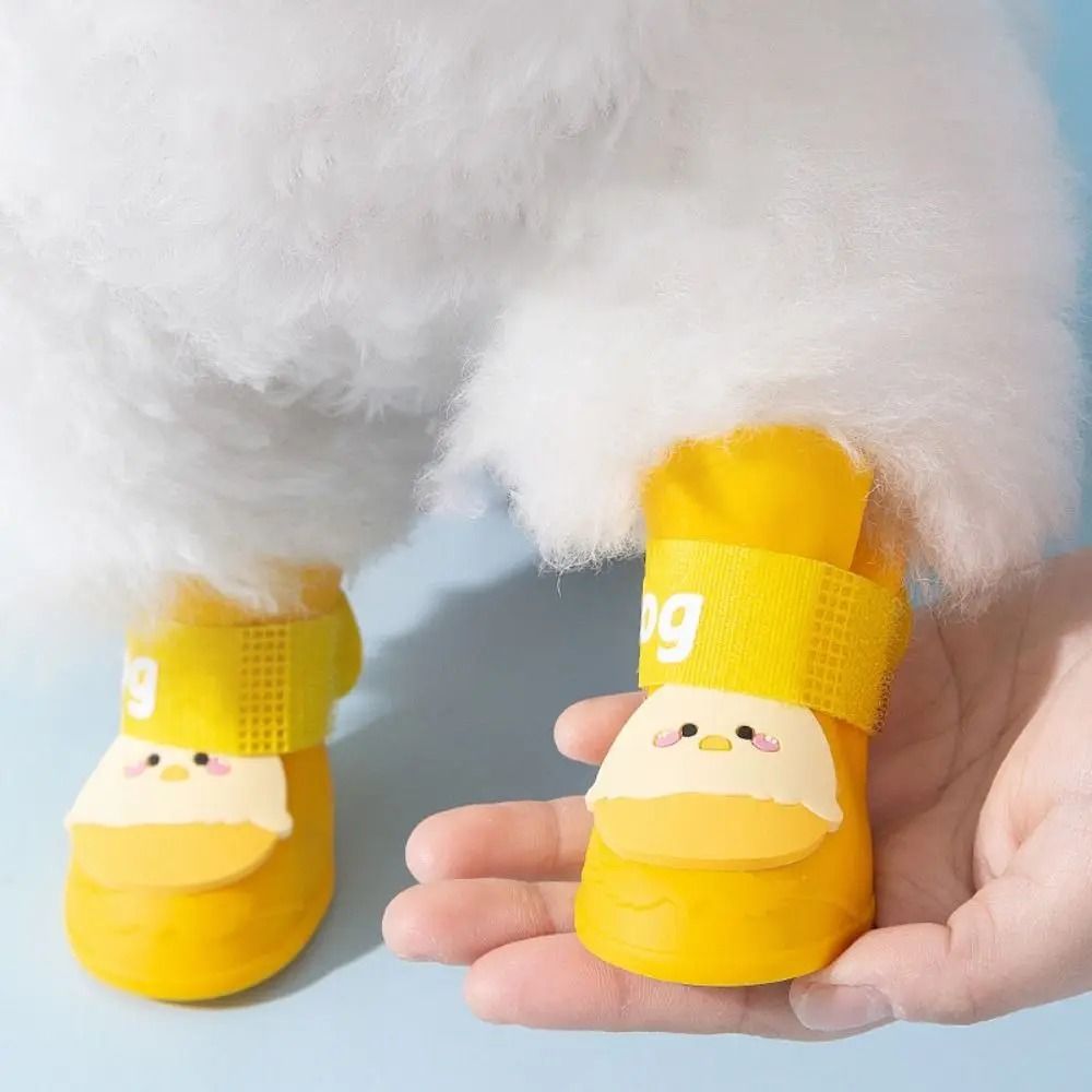 Cute Silicone Pet Rain Boots Anti Slip Waterproof Dog Shoes for Outdoor Use