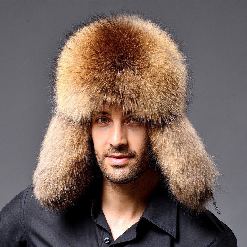 Winter Snow Hat with Ear Protection, Warm Fur Hat for Men