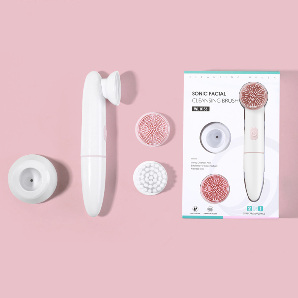 Waterproof Electric Facial Cleanser, 2 Speed Vibrating Face Brush, Battery Powered Massaging Device