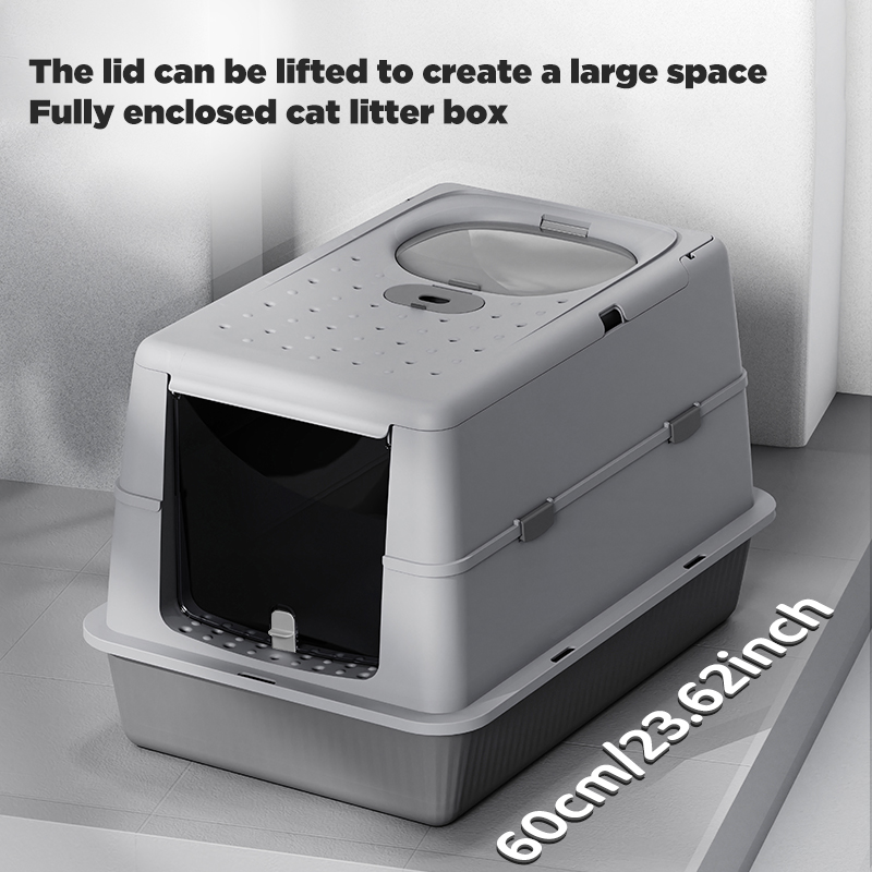 Fully Enclosed Flip-Top Cat Litter Box High-Sided, Splash-Proof & Litter-Tracking Preventive Design