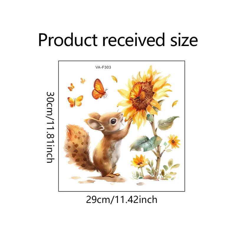 Rustic Squirrel Sunflower Wall Decal Window Sticker