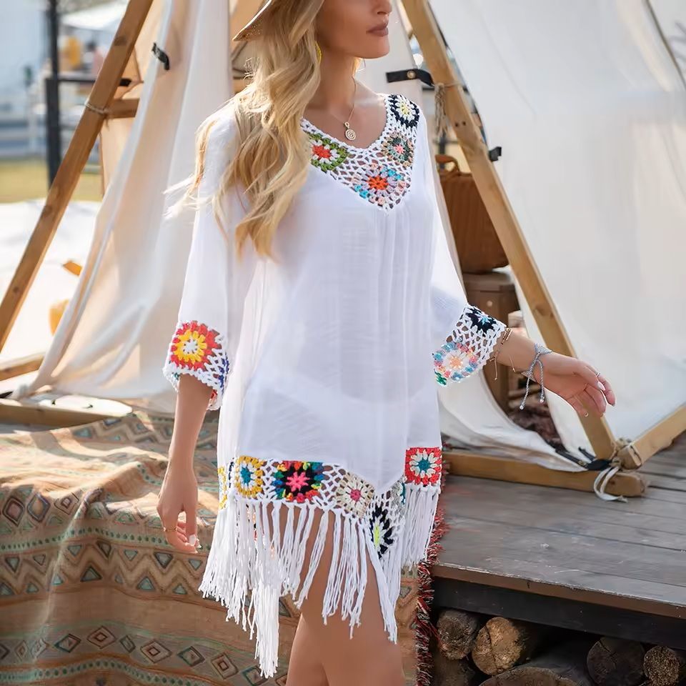 Crochet Fringe Bikini Cover Up Dress
