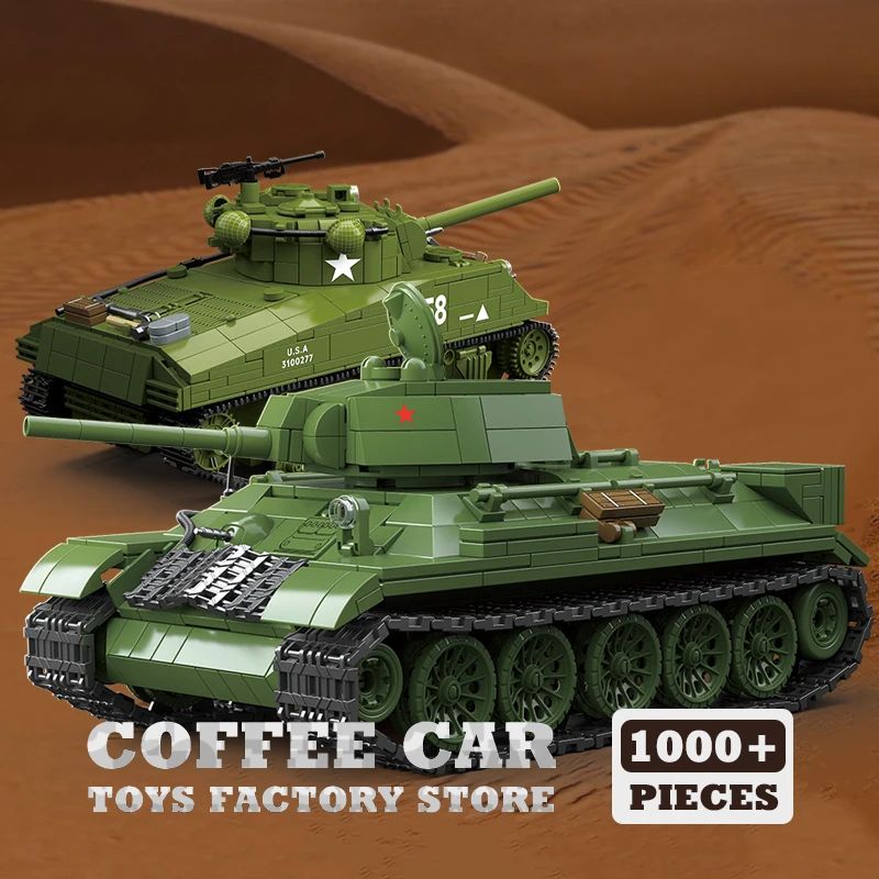 M4A3 Medium Tank Building Blocks Set WWII Military Model Toy