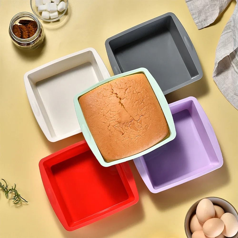 Silicone Square Cake Plate Non-Stick with Anti-Slip Handle for Oven & Air Fryer