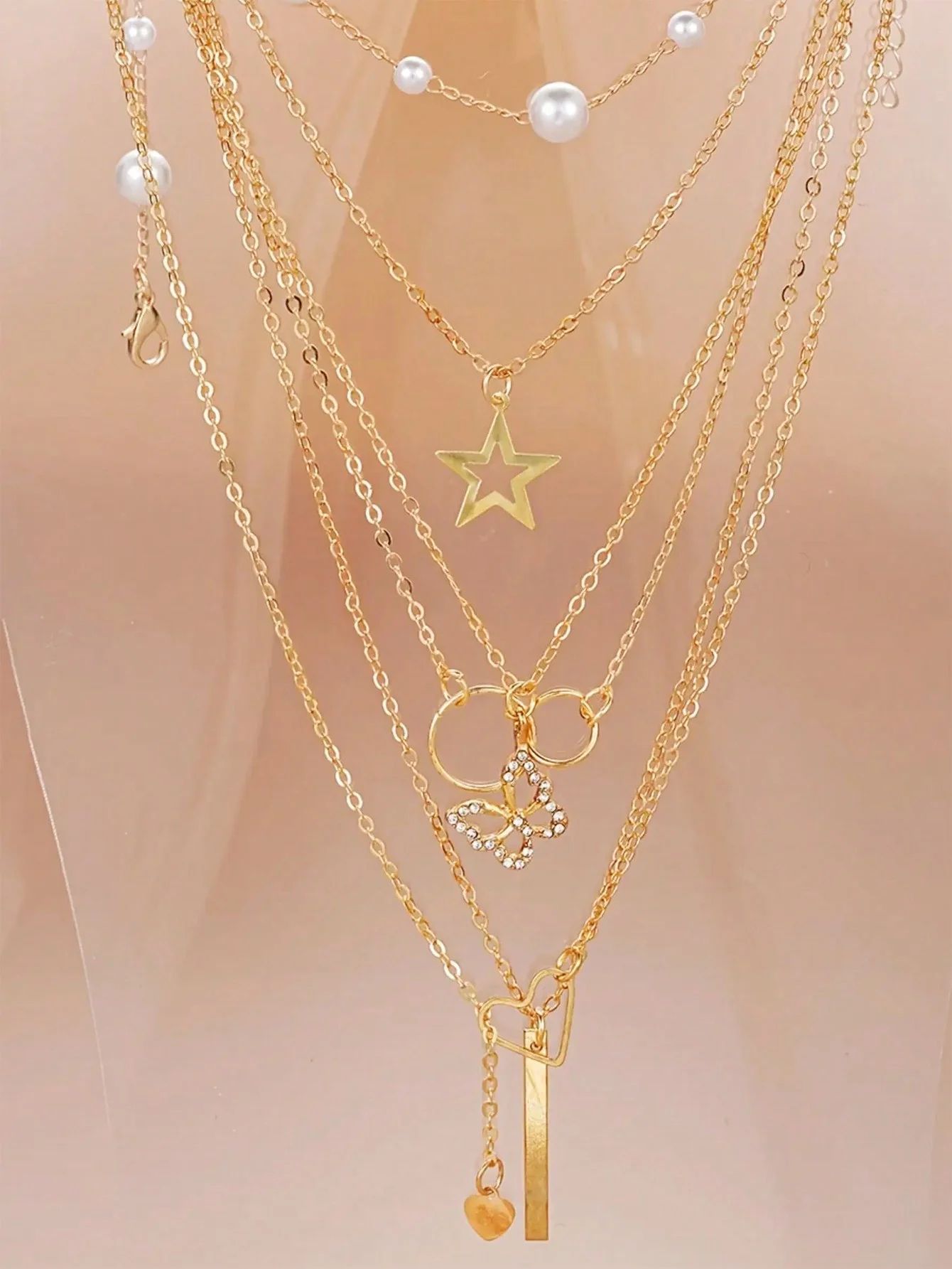 86-Piece Elegant Pearl Jewelry Set – Multi-Layer Necklace, Earrings, Rings & Stud Collection