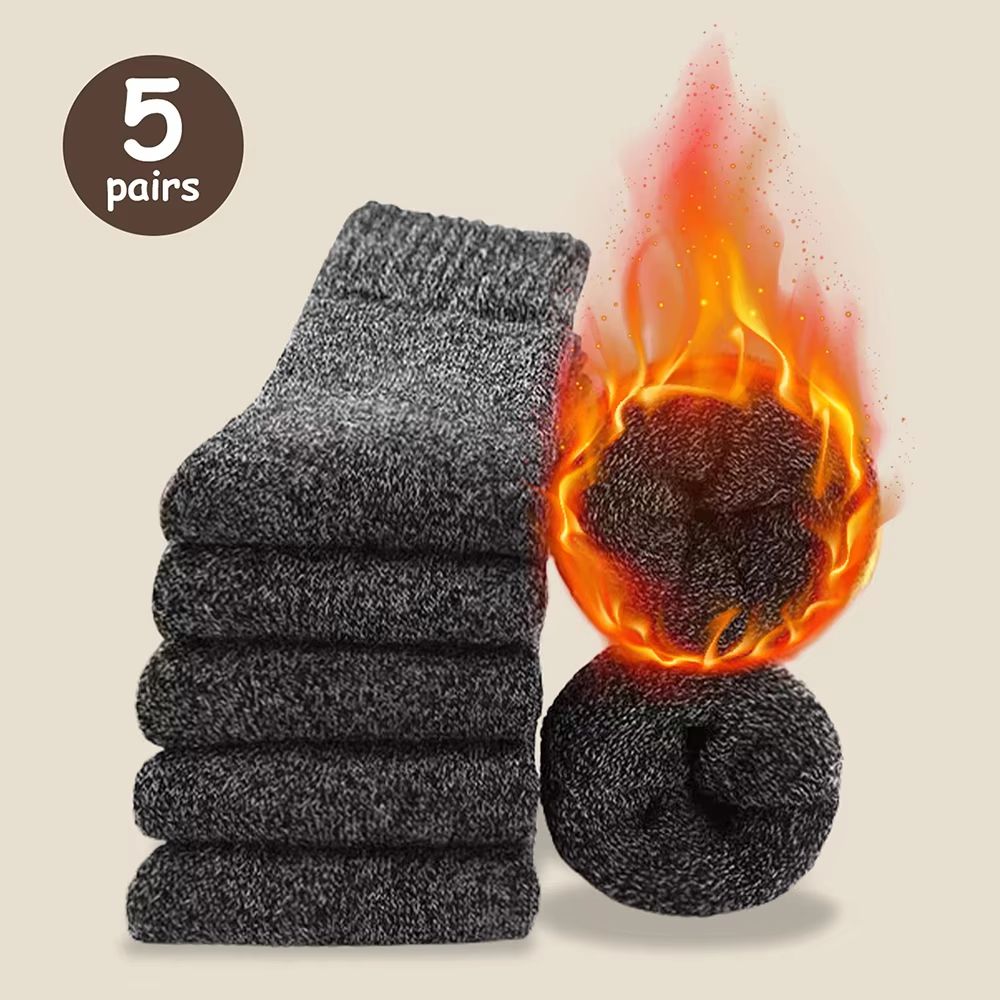 Men's Thick Thermal Socks Mid Calf Warm Cushion Boot Socks 3 to 5 Pairs